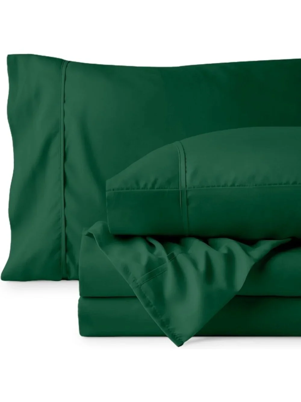 Bare Home Split King Sheet 4 Piece Set Forest Green Premium Microfiber Up to 15